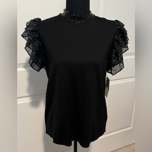 Calligraphie Short sleeve sequin blouse size M